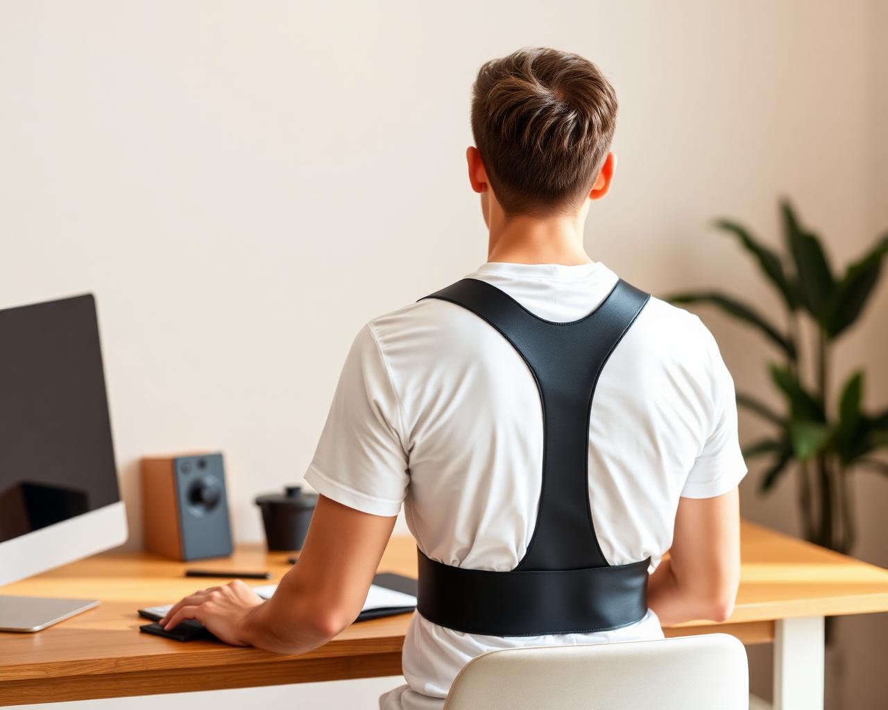 Person wearing PostureRise at desk